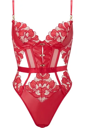 Ann Summers Dark Side Floral Embroidered Crotchless BodyXS
