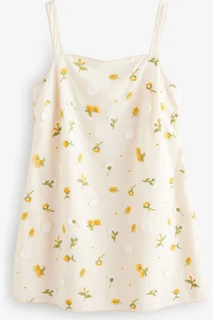 Next Blomster Ditsy Tryk Broderet 100% Bomuld Mini Kjole42