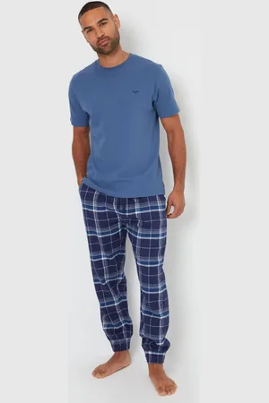 Threadbare Blend Textured Short Sleeve 100% Cotton Check Pyjamas SetL
