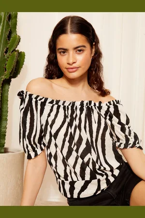 Friends Like These Teksturerede Zebra Bardot trøjebluse38