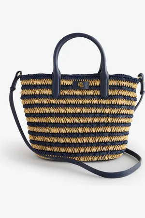 Ralph Lauren Naturlig Brie Stribet Straw Raffia Mulepose Bagen