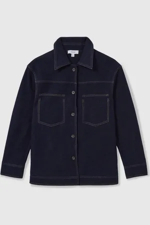 Reiss Elise Wool-Blend Topstitch Woven Shirt40
