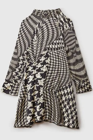 Reiss Ester Dogtooth Flared Hem Dress12 - 13 år (152 - 158cm)