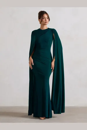Club L Magdelena Asymmetric Cape Maxi Dress40
