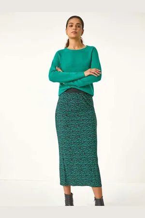 Roman Plisse Print Stretch Maxi Skirt38