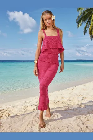 Lipsy London Summer Crochet Stitchy Knitted Strappy Midi Dress38