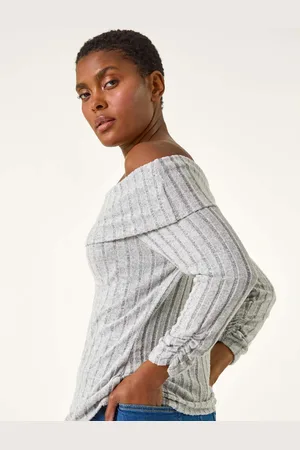 Roman Soft Ribbed Bardot Stretch Top46