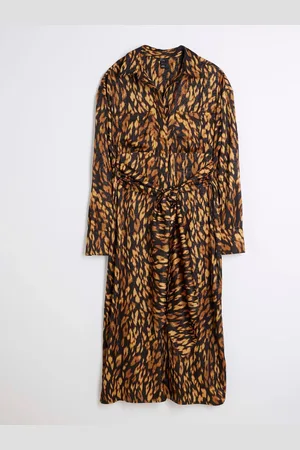 River Island Tie Front Shirt Midi Dress34