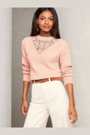 Lipsy London Lace Yolk Cable Knitted Jumper38