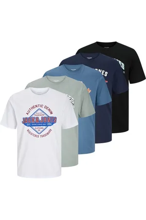 JACK & JONES 5 Pack Short Sleeve Printed T- ShirtsX-Large