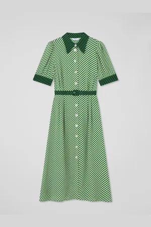 LK Bennett Val Petite Treetop Birch Viscose Printed Viscose Shirt Dress With Belt42