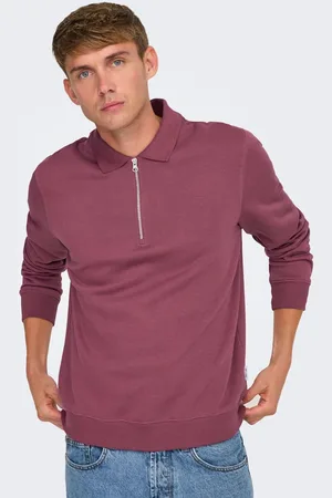 Only & Sons Quarter Zip Long Sleeve Polo JumperXL