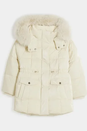 River Island Piger Glam Faux Fur Hættefrakke med høj glans9 - 10 år (134 - 140cm)