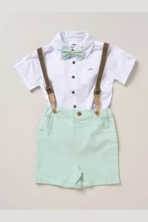 Little Gent Bodysuit Shirt Shorts and Braces Outfit Set8692cm