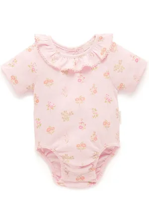 Purebaby Blomster Pointelle 100% Bomuld Sparkedragt50cm
