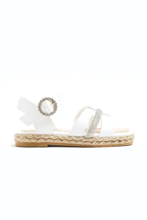 River Island Girls Faux Leather Diamante Espadrilles