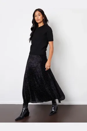 Threadbare Maxi Velvet Slip Skirt38