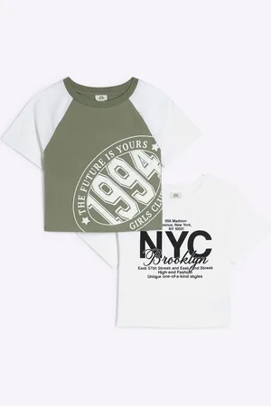 River Island Girls Crop 100% Cotton T-Shirts 2 Pack122128cm