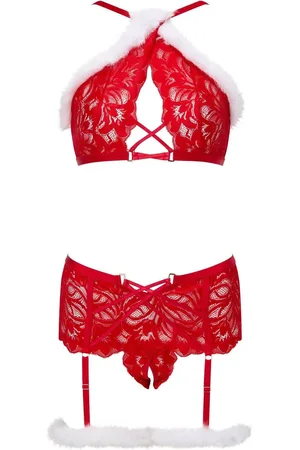 Ann Summers Deck The Halls Christmas Faux Fur Suspender 2 Piece SetS