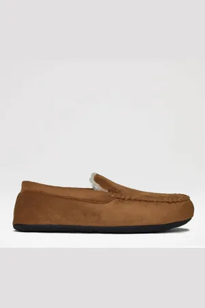 Threadbare Imiteret pels foret suedette moccasin hjemmeskoUK 11 - 12