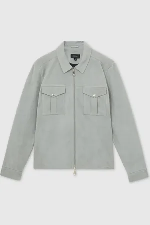 Reiss Belle Suede Zip-Through Shirt JacketL