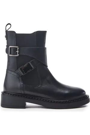 Moda In Pelle Piorro Buckle and Clip Detail Leather Ankle Boots