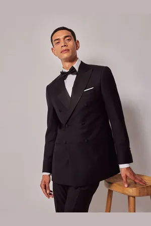 Hawes & Curtis Slim Dinner Double Breasted Black Suit Jacket50 Regular (UK 40 R)