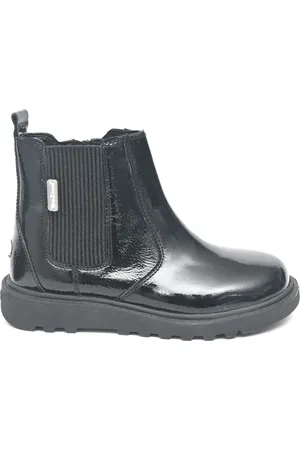Toezone Patent Leather Side Zip and Side Elastic Black Boots
