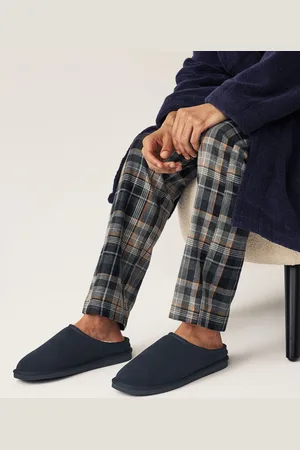 Next Faux Fur Lined Signature Suede Mule Slippers