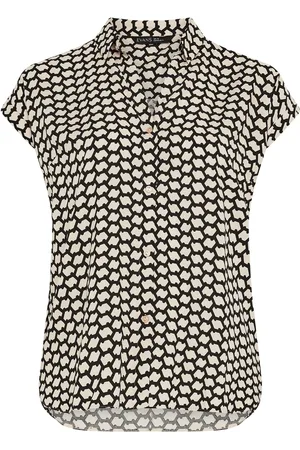 Evans Curve Geometric Tryk Hvid Bluser58-60