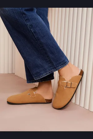 Friends Like These Buckle Faux Suede Comfort Footbed Clogs