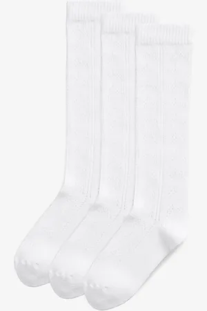 Next 3 Pak Cotton Rich Pointelle Knee High School SokkerUK 9-12 Jnr.