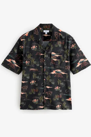 Next Western Style Printed Short Sleeve Shirt With Cuban Collarmedium