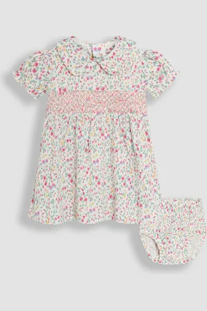JoJo Maman Bébé Ditsy Floral Print Smocked Jersey Dress8086cm
