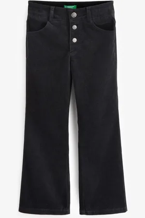 Benetton Black 100% Cotton Flared Trousers6 - 7 år (116 - 122cm)