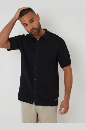 Threadbare Textured Knitted Knapper Polo-skjorterxlarge