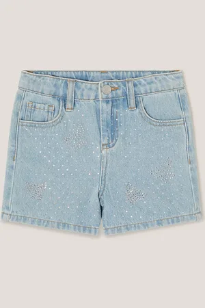 Monsoon Rhinestone Butterfly 100% Cotton Denim Shorts134140cm