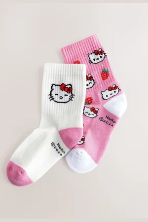 Next Cotton Rich Hello Kitty Ankle Socks 2 PackUK 9-12 Jnr.