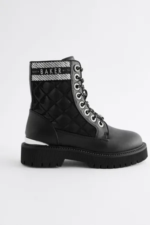 Ted Baker Girls Chunky Lace Up Black Boots