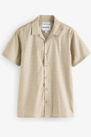 Threadbare 100% Cotton Pluck Textured Revere Collar Short Sleeve Shirtmedium