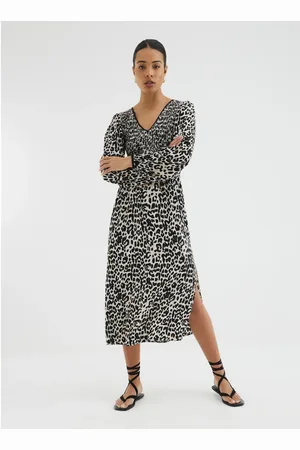 River Island Shirred Bodice Leopard Print Midi Dress40
