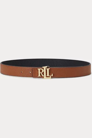 Ralph Lauren Logo Vendbar Pebbled Leather BælterL