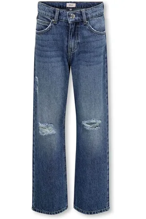 ONLY Blue Straight Leg Ripped Knee 100% Cotton Jeans11 år (146cm)