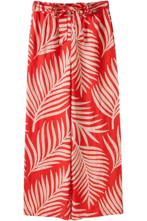 CELTIC & CO. Orange Self Tie Wide Leg 100% Linen Trousers44