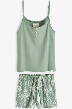 Laura Ashley 100% Cotton Pointelle Cami og Jersey Short Pyjamas40