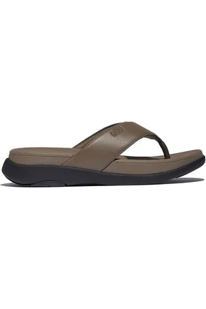 FitFlop Mens F-Mode Go Toe-Post Black Sandalsuk9eu43