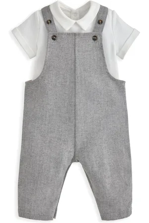 Mamas & Papas Grey Herringbone Dungaree And Bodysuit Set6874cm