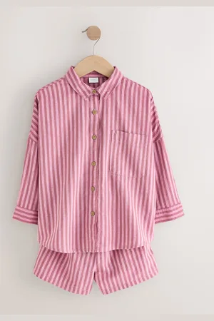 Next Stribet Skjorter And Shorts Co-ord Set (3-16år)158164cm