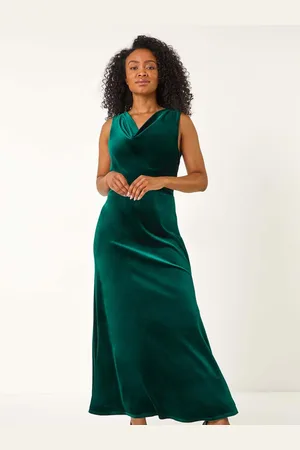 Roman Petite Cowl Neck Velvet Maxi Dress46