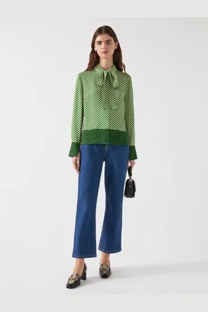LK Bennett Lize Treetop & Birch Viscose Diagonal Stripe Shirt36